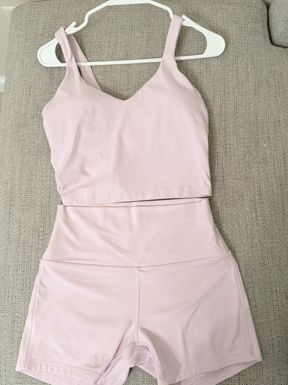 Lululemon Align Ladies' Light Pink V-Neck Crop Tank and High-Waist Shorts Set